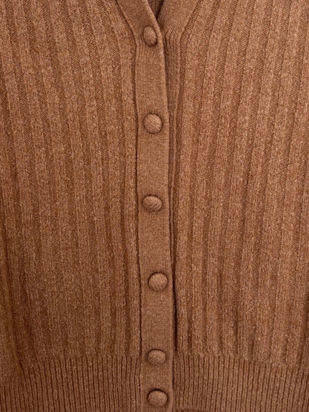 Madewell Short Sleeve Ribbed Cardigan - Caramel Brown Size Medium - Picture 4 of 4